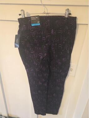 Alfani Petite Purple & Black Geometric Shell Print Trousers Size 0P NWT